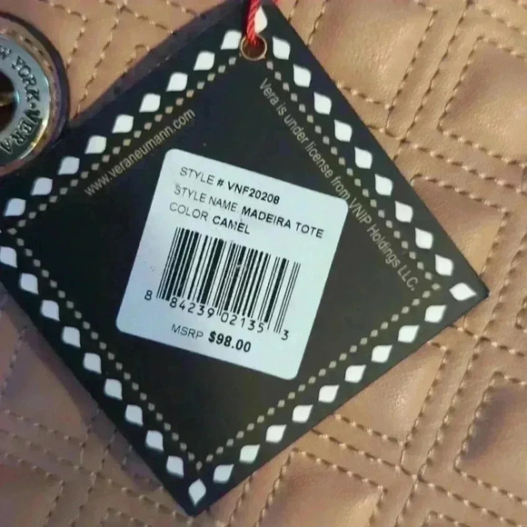 Vera Neumann leather tote purse, camel color - Picture 4 of 13